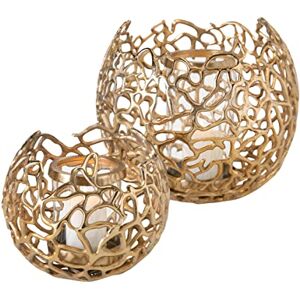 Boltze Fidan 1011628 Lantern Set of 2 (Diameter 19 cm / 28 cm, Gold, Classic Style, Height 17-26 cm, Decoration for Garden/Conservatory/Home) Boltze Fidan 1011628 Lantern Set of 2 (Diameter 19 cm / 28 cm, Gold, Classic Style, Height 17-26 cm, Decoration for Garden/Conservatory/Home)