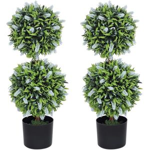 HOMCOM Set of 2 Potted Artificial Plants - Artificial Plants HOMCOM Set of 2 Potted Artificial Plants - Artificial Plants