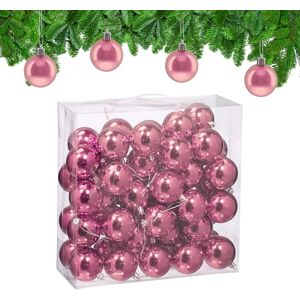 Relaxdays Christmas Baubles, Set of 50, Festive Tree Ornaments, D: 6 cm, Holiday Decorations, Plastic, Shiny, Pink Relaxdays Christmas Baubles, Set of 50, Festive Tree Ornaments, D: 6 cm, Holiday Decorations, Plastic, Shiny, Pink