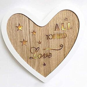 SHATCHI Wooden LED Light Up Table Frame Love Plaque Standing Christmas Office Desktop Decorations – Home/Moon/Star/Heart/Butterfly, White & Brown SHATCHI Wooden LED Light Up Table Frame Love Plaque Standing Christmas Office Desktop Decorations – Home/Moon/Star/Heart/Butterfly, White & Brown