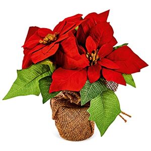 Premier 24cm Artificial Poinsettia in Hessian Pot Premier 24cm Artificial Poinsettia in Hessian Pot