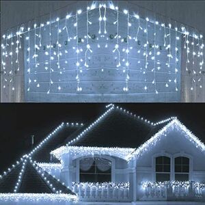 SHATCHI 1200LEDs Waterfall Icicle Christmas Lights 25m Multifunction 8 Light Modes, Timer Clear Cable Indoor/Outdoor Low Voltage Connectable Waterproof Christmas Decoration, Cool White SHATCHI 1200LEDs Waterfall Icicle Christmas Lights 25m Multifunction 8 Light Modes, Timer Clear Cable Indoor/Outdoor Low Voltage Connectable Waterproof Christmas Decoration, Cool White