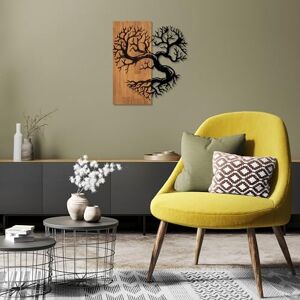 Wallity Elegant Decorative Wooden Wall Accessory, 58 x 58 cm, 50% Wood (3 cm Thick) & 50% Metal, Unique Walnut & Black Finish, Perfect for Modern Decor Wallity Elegant Decorative Wooden Wall Accessory, 58 x 58 cm, 50% Wood (3 cm Thick) & 50% Metal, Unique Walnut & Black Finish, Perfect for Modern Decor