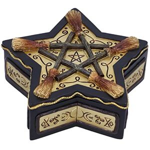 Nemesis Now Magick Protector Box 16cm, Resin, Wiccan Broomstick Box, Storage Box, Cast in the Finest Resin, Hand-Painted, Black and Light Yellow Nemesis Now Magick Protector Box 16cm, Resin, Wiccan Broomstick Box, Storage Box, Cast in the Finest Resin, Hand-Painted, Black and Light Yellow
