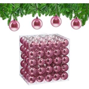 Relaxdays Christmas Baubles, Set of 100, Festive Tree Ornaments, D: 6 cm, Holiday Decorations, Plastic, Shiny, Pink Relaxdays Christmas Baubles, Set of 100, Festive Tree Ornaments, D: 6 cm, Holiday Decorations, Plastic, Shiny, Pink