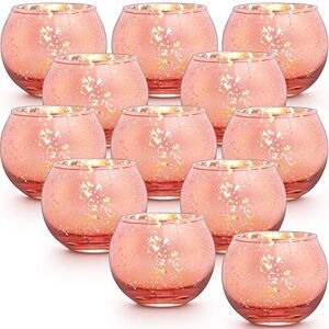 LAMORGIFT Rose Gold Votive Candle Holders Set of 12 Mercury Glass Votives Candle Holder Tealight Candle Holder for Home Decor and Weddings/Parties Table Centerpieces LAMORGIFT Rose Gold Votive Candle Holders Set of 12 Mercury Glass Votives Candle Holder Tealight Candle Holder for Home Decor and Weddings/Parties Table Centerpieces