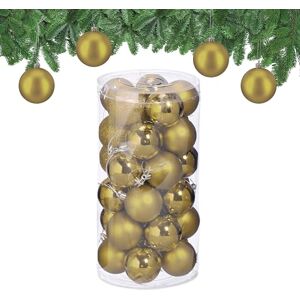 Relaxdays Christmas Bauble Set of 30, Glittery, Matt & Shiny Ornaments, Plastic Xmas Tree Balls, HxD: 7 x 6 cm, Gold Relaxdays Christmas Bauble Set of 30, Glittery, Matt & Shiny Ornaments, Plastic Xmas Tree Balls, HxD: 7 x 6 cm, Gold