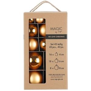 MAGIC by Inge Christmas Baubles Set of 42 Inca Gold with Diameters 4 cm, 6 cm and 8 cm, Christmas Tree Decorations Glass, Gold MAGIC by Inge Christmas Baubles Set of 42 Inca Gold with Diameters 4 cm, 6 cm and 8 cm, Christmas Tree Decorations Glass, Gold