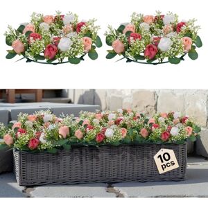 VEVOR Artificial Rose Wreath, 14-Inch Diameter Faux Flower Wreath with Pink and White Roses, Flower Arrangement Centerpiece for Valentine's, Mother's Day, Party, Wedding and Home Table Décor, 10 PCS VEVOR Artificial Rose Wreath, 14-Inch Diameter Faux Flower Wreath with Pink and White Roses, Flower Arrangement Centerpiece for Valentine's, Mother's Day, Party, Wedding and Home Table Décor, 10 PCS