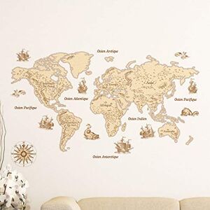 Ambiance Sticker World Map Adhesive Stickers, Vintage Sticker, Wall Decoration, Bedrooms and Living Rooms, 60 x 100 cm Ambiance Sticker World Map Adhesive Stickers, Vintage Sticker, Wall Decoration, Bedrooms and Living Rooms, 60 x 100 cm