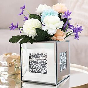 ALLARTONLY Crushed Diamond Mirrored Vase 6x6x6 inch Crystal Silver Glass Stunning Decorative Vase Flower Luxury for Home Decor. Can’t Hold Water. ALLARTONLY Crushed Diamond Mirrored Vase 6x6x6 inch Crystal Silver Glass Stunning Decorative Vase Flower Luxury for Home Decor. Can’t Hold Water.