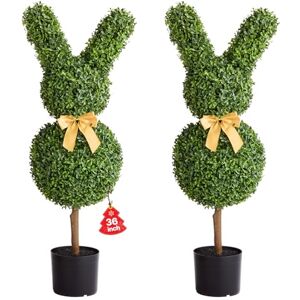 VEVOR Artificial Topiary Bunny-Shape Boxwood Ball, 2 Set 914mm Faux Boxwood Plant Balls, Fake Silk Tree Look Real, Easy Assembly for Decor Front Porch Outdoor Patio Garden Balcony Backyard Indoor VEVOR Artificial Topiary Bunny-Shape Boxwood Ball, 2 Set 914mm Faux Boxwood Plant Balls, Fake Silk Tree Look Real, Easy Assembly for Decor Front Porch Outdoor Patio Garden Balcony Backyard Indoor