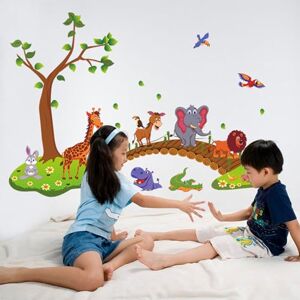 Ambiance Sticker Stickers for Children Wall Sticker Funny Animals on a Bridge Wall Decoration Children's Room 90 x 60 cm Ambiance Sticker Stickers for Children Wall Sticker Funny Animals on a Bridge Wall Decoration Children's Room 90 x 60 cm