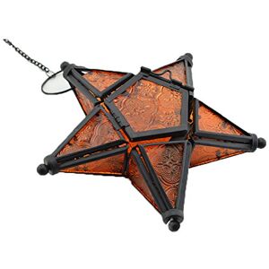 Sziqiqi Star Lantern Hanging Glass Star Orange Decoravtive Lantern Candle Holder for Home Patio Garden Decoration Orange Sziqiqi Star Lantern Hanging Glass Star Orange Decoravtive Lantern Candle Holder for Home Patio Garden Decoration Orange