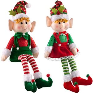 WeRChristmas Set of 2 Sitting Christmas Elf Decorations, Multi-Colour, 45cm WeRChristmas Set of 2 Sitting Christmas Elf Decorations, Multi-Colour, 45cm