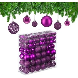 Relaxdays Christmas Baubles 150, Glittering, Matt & Shiny Surfaces, Tree Ornaments, Plastic, ∅ 3, 4 & 6 cm, Violet, 150er Set Relaxdays Christmas Baubles 150, Glittering, Matt & Shiny Surfaces, Tree Ornaments, Plastic, ∅ 3, 4 & 6 cm, Violet, 150er Set