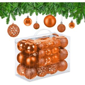 Relaxdays Christmas Bauble Set of 50, Glittery, Matt & Shiny Ornaments, Plastic Xmas Tree Balls, Ø: 3, 4 & 6 cm, Orange Relaxdays Christmas Bauble Set of 50, Glittery, Matt & Shiny Ornaments, Plastic Xmas Tree Balls, Ø: 3, 4 & 6 cm, Orange