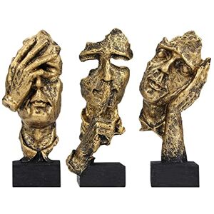 aboxoo 3 Pcs Thinker Statue, Silence is Gold Abstract Art Figurine, No Hear No See No Speak Modern Home Resin Sculptures Decorative Objects Modern Decor for Creative Room Home, Office Study (Gold) aboxoo 3 Pcs Thinker Statue, Silence is Gold Abstract Art Figurine, No Hear No See No Speak Modern Home Resin Sculptures Decorative Objects Modern Decor for Creative Room Home, Office Study (Gold)