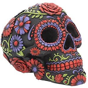 Nemesis Now B3621J7 Resin Skull with Traditional Floral Decorations, Black, 18 cm, One Size Nemesis Now B3621J7 Resin Skull with Traditional Floral Decorations, Black, 18 cm, One Size