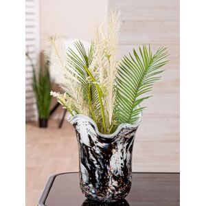 GILDE Vase, Petunia glass, black and white, diameter 17 cm, height 21.5 cm, decoration, home accessory, gift idea, living room GILDE Vase, Petunia glass, black and white, diameter 17 cm, height 21.5 cm, decoration, home accessory, gift idea, living room