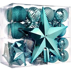 WeRChristmas Shatterproof Baubles Decoration Pack with Tree Topper and Garland 42-Piece, Turquoise Blue WeRChristmas Shatterproof Baubles Decoration Pack with Tree Topper and Garland 42-Piece, Turquoise Blue