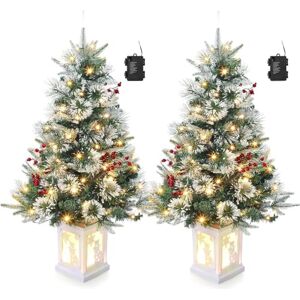 GarveeHome Small Christmas Tree Set of 2, 90 cm Artificial Desktop Christmas Tree with 78 Warm White LEDs & Snowman Light Box, Over 160 Branch Tips, Green Perfect for Christmas Decoration GarveeHome Small Christmas Tree Set of 2, 90 cm Artificial Desktop Christmas Tree with 78 Warm White LEDs & Snowman Light Box, Over 160 Branch Tips, Green Perfect for Christmas Decoration