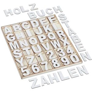 Relaxdays Wooden Letter & Number Set, 144 Pieces, A-Z Alphabet, Digits 0-9, 5 cm Tall, Decoration, Classroom, White, Wood, 1.5 x 28.5 x 34.5 cm Relaxdays Wooden Letter & Number Set, 144 Pieces, A-Z Alphabet, Digits 0-9, 5 cm Tall, Decoration, Classroom, White, Wood, 1.5 x 28.5 x 34.5 cm