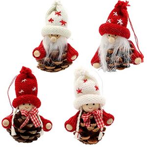 Dekohelden24 550119 Pine Cone Dolls Knitted/Wooden Santa Christmas Decorations/Pendants Set of 4 Size of each Figure Approx. 7.5 x 7.5 x 10 cm Dekohelden24 550119 Pine Cone Dolls Knitted/Wooden Santa Christmas Decorations/Pendants Set of 4 Size of each Figure Approx. 7.5 x 7.5 x 10 cm