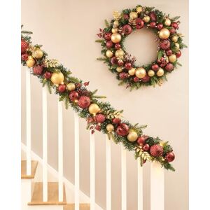 WeRChristmas Pre-Lit Decorated Garland, Burgundy/Gold WeRChristmas Pre-Lit Decorated Garland, Burgundy/Gold