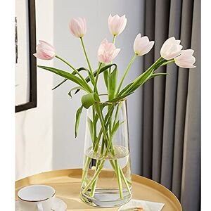 FUNSOBA Clear Glass Flower Vase with Gold Mouth for Centerpieces Home Wedding Decoration (1, Large 5.2" x 9.9“) FUNSOBA Clear Glass Flower Vase with Gold Mouth for Centerpieces Home Wedding Decoration (1, Large 5.2" x 9.9“)