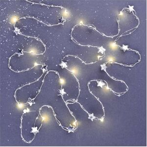 EMOS Silver Star Garland with 20 LEDs, Decorative Light Garland with Stars, 190 cm, 6/18 Hour Timer Function, Battery Operated (2 x AA), Light Duration 10,000 Hours, IP20 for Indoor use EMOS Silver Star Garland with 20 LEDs, Decorative Light Garland with Stars, 190 cm, 6/18 Hour Timer Function, Battery Operated (2 x AA), Light Duration 10,000 Hours, IP20 for Indoor use