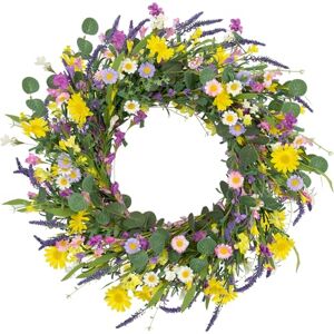 J'FLORU Spring Wreaths for Front Door 22 Inch Artificial Spring Wreath Summer Flower Wreath with Daisy and Lavender for Indoor Outdoor Wall Window and Easter Celebration J'FLORU Spring Wreaths for Front Door 22 Inch Artificial Spring Wreath Summer Flower Wreath with Daisy and Lavender for Indoor Outdoor Wall Window and Easter Celebration