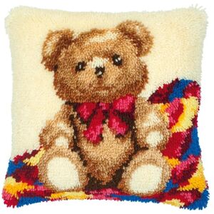 Vervaco Teddy Latch Hook Cushion, Multi-Colour Vervaco Teddy Latch Hook Cushion, Multi-Colour