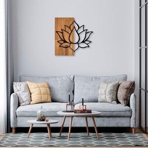 Wallity Elegant Decorative Wooden Wall Accessory, Walnut & Black, 58 x 60 cm, 50% Wood (3 cm) & Metal (1.5 mm), Unique Texture & Colour Variations Wallity Elegant Decorative Wooden Wall Accessory, Walnut & Black, 58 x 60 cm, 50% Wood (3 cm) & Metal (1.5 mm), Unique Texture & Colour Variations