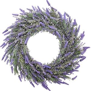 DDHS Lavender Wreath for Front Door, 19" Artificial Farmhouse Wreaths for Wall Window Party Wedding Decor Indoor Outdoor DDHS Lavender Wreath for Front Door, 19" Artificial Farmhouse Wreaths for Wall Window Party Wedding Decor Indoor Outdoor