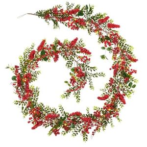 WeRChristmas Pre-Lit Red Berry Garland WeRChristmas Pre-Lit Red Berry Garland