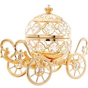 Matashi 24K Gold Plated Crystal Studded Large Cinderella Pumpkin Coach Ornament Tabletop Showpiece Centerpiece for Living Room Bedroom Gift for Christmas Valentine's Day Mother's Day Birthday Matashi 24K Gold Plated Crystal Studded Large Cinderella Pumpkin Coach Ornament Tabletop Showpiece Centerpiece for Living Room Bedroom Gift for Christmas Valentine's Day Mother's Day Birthday