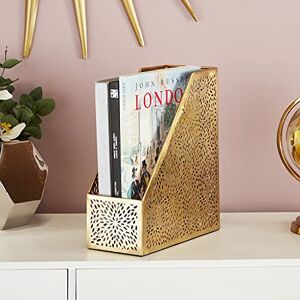 Deco 79 CosmoLiving by Cosmopolitan Metal Single Slot Magazine Holder with Laser Carved Floral Design, 5" x 10" x 12", Gold Deco 79 CosmoLiving by Cosmopolitan Metal Single Slot Magazine Holder with Laser Carved Floral Design, 5" x 10" x 12", Gold