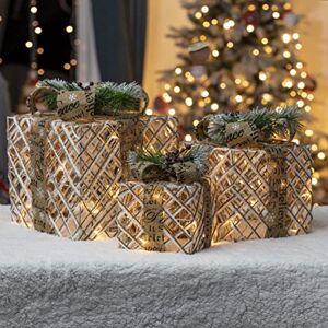The Christmas Workshop 70289 Set of 3 Light-Up Christmas Boxes/Indoor Christmas Decorations / 45 Warm White LED Lights The Christmas Workshop 70289 Set of 3 Light-Up Christmas Boxes/Indoor Christmas Decorations / 45 Warm White LED Lights