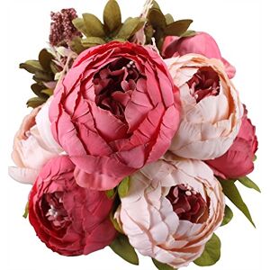 Duovlo Fake Flowers Vintage Artificial Peony Silk Flowers Wedding Home Decoration,Pack of 1 (Dark Pink) Duovlo Fake Flowers Vintage Artificial Peony Silk Flowers Wedding Home Decoration,Pack of 1 (Dark Pink)