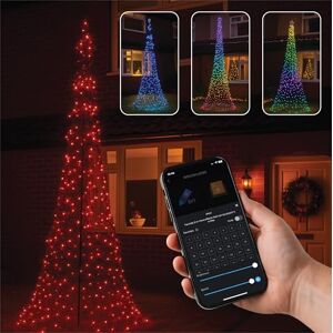XMAS HAUS 320cm Outdoor Christmas Flagpole LED Tree, RGB, App and Remote Control, Timer, IP20 Transformer, 5m Lead, Festive Seasonal Decoration XMAS HAUS 320cm Outdoor Christmas Flagpole LED Tree, RGB, App and Remote Control, Timer, IP20 Transformer, 5m Lead, Festive Seasonal Decoration