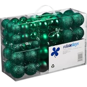 Relaxdays Christmas Baubles Set of 100, Festive Ornaments, Matt, Shiny, Glitter, Tree Balls ∅ 3, 4 & 6 cm, Dark Green Relaxdays Christmas Baubles Set of 100, Festive Ornaments, Matt, Shiny, Glitter, Tree Balls ∅ 3, 4 & 6 cm, Dark Green