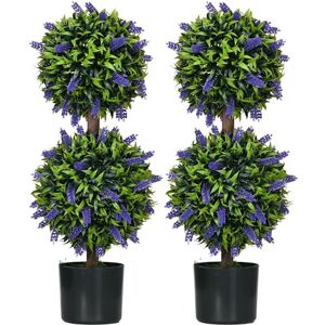 HOMCOM Set of 2 Potted Artificial Plants Ball Tree with Lavender Flowers - Home Decor HOMCOM Set of 2 Potted Artificial Plants Ball Tree with Lavender Flowers - Home Decor