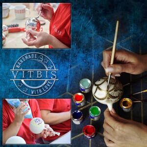 Vitbis Glass Bauble for Christmas Tree Decoration Large Unique Christmas Bauble Ball Shapes Diameter 8 cm in White and Gold and Decoration Hand Decorated Hand-Painted Unique Christmas Decoration Vitbis Glass Bauble for Christmas Tree Decoration Large Unique Christmas Bauble Ball Shapes Diameter 8 cm in White and Gold and Decoration Hand Decorated Hand-Painted Unique Christmas Decoration