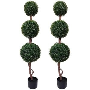 GreenBrokers 2X Triple Ball Artificial Boxwood Topiary Trees-4ft/120cm, 4ft (120cm) GreenBrokers 2X Triple Ball Artificial Boxwood Topiary Trees-4ft/120cm, 4ft (120cm)