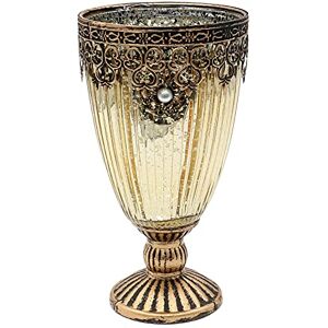 Dekohelden24 Oriental Lantern Tea Light Holder Candle Holder Glass Goblet in Gold with Morocco/Golden Metal Decoration, L x W x H 10 x 15 cm Dekohelden24 Oriental Lantern Tea Light Holder Candle Holder Glass Goblet in Gold with Morocco/Golden Metal Decoration, L x W x H 10 x 15 cm