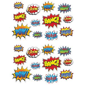 Beistle 24 Paper Theme Cut Outs 59902, 12 Piece Hero Action Sign Cutouts, 6" to 12.5", Multicolor Beistle 24 Paper Theme Cut Outs 59902, 12 Piece Hero Action Sign Cutouts, 6" to 12.5", Multicolor
