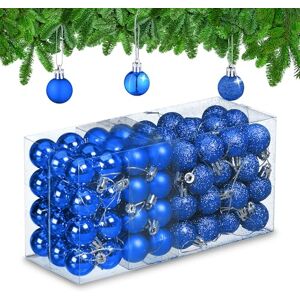 Relaxdays Christmas Baubles Set of 96, Glittering, Matt and Sparkles, Plastic, Traditional Spheres, Decorations, Blue Relaxdays Christmas Baubles Set of 96, Glittering, Matt and Sparkles, Plastic, Traditional Spheres, Decorations, Blue