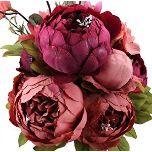 Duovlo Fake Flowers Vintage Artificial Peony Silk Flowers Wedding Home Decoration,Pack of 1 (New Red) Duovlo Fake Flowers Vintage Artificial Peony Silk Flowers Wedding Home Decoration,Pack of 1 (New Red)