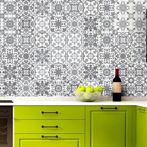 Ambiance Sticker Self-Adhesive Decorative Wall Decal Cement Tile for Bathroom and Kitchen Vintage Nuance de Gris Pack of 60 Stickers of 10 x 10 cm Ambiance Sticker Self-Adhesive Decorative Wall Decal Cement Tile for Bathroom and Kitchen Vintage Nuance de Gris Pack of 60 Stickers of 10 x 10 cm